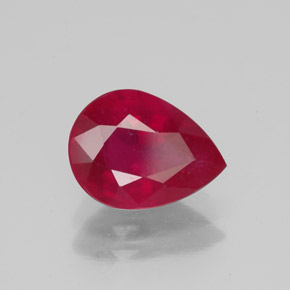 Rubí rojo natural de 1,92 ct, en forma de pera, VS-SI