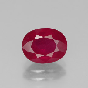 Rubí rojo natural de 1,85 ct, corte óvalo, VS-SI