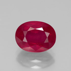 Rubí rojo natural de 2,86 ct, corte óvalo, VS-SI