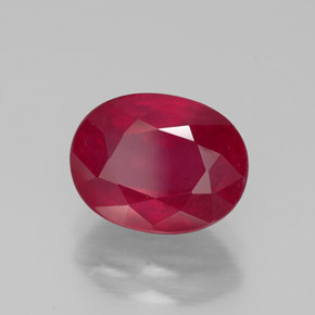 Rubí rojo natural de 2,86 ct, corte óvalo, VS-SI
