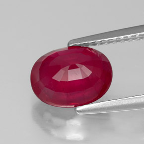 Rubí rojo natural de 2,86 ct, corte óvalo, VS-SI