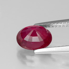Rubí rojo natural de 2,01 ct, corte óvalo, VS-SI