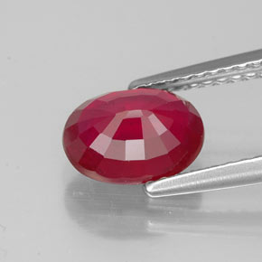 Rubí rojo natural de 1,90 ct, corte óvalo, VS-SI