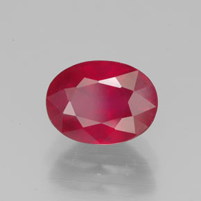 Rubí rojo natural de 2,22 ct, corte óvalo, VS-SI