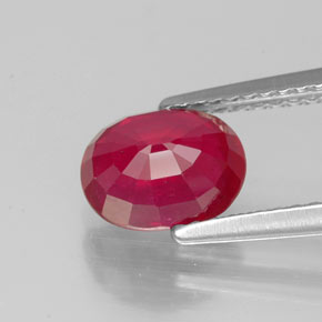 Rubí rojo natural de 1,86 ct, corte óvalo, VS-SI
