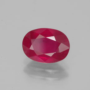 Rubí rojo natural de 1,66 ct, corte óvalo, VS-SI