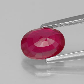 Rubí rojo natural de 1,66 ct, corte óvalo, VS-SI