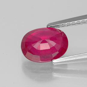 Rubí rojo natural de 1,90 ct, corte óvalo, VS-SI