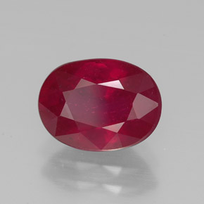 Rubí rojo natural de 2,48 ct, corte óvalo, VS-SI