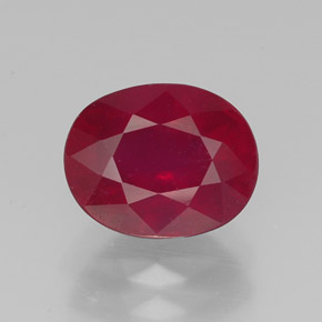 Rubí rojo natural de 2,87 ct, corte óvalo, VS-SI