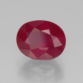 Rubí rojo natural de 2,87 ct, corte óvalo, VS-SI