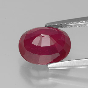 Rubí rojo natural de 2,87 ct, corte óvalo, VS-SI