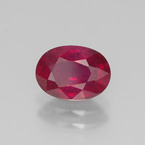 Rubí rojo natural de 1,54 ct, corte óvalo, VS-SI