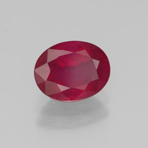 Rubí rojo natural de 1,78 ct, corte óvalo, VS-SI