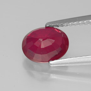 Rubí rojo natural de 1,78 ct, corte óvalo, VS-SI