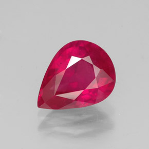 Rubí rojo natural de 1,83 ct, en forma de pera, VS-SI