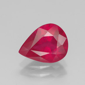 Rubí rojo natural de 1,77 ct, en forma de pera, VS-SI