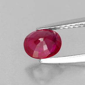 Rubí rojo natural de 0,97 ct, corte óvalo, VS-SI