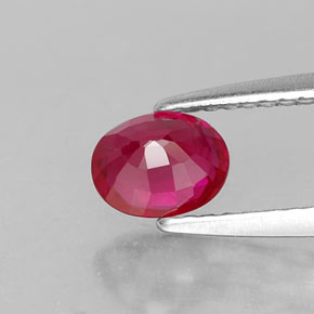 Rubí rojo natural de 0,86 ct, corte óvalo, VS-SI