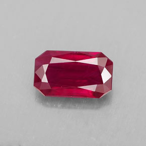 Rubí rojo natural de 1,08 ct, corte esmeralda, VS-SI