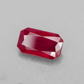 Rubí rojo natural de 1,08 ct, corte esmeralda, VS-SI