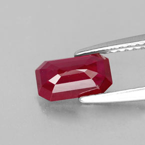 Rubí rojo natural de 1,08 ct, corte esmeralda, VS-SI