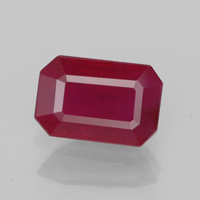 Rubí rojo natural de 1,49 ct, corte esmeralda, SI
