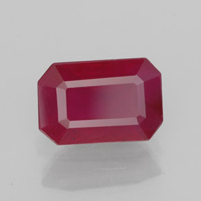 Rubí rojo natural de 1,49 ct, corte esmeralda, SI