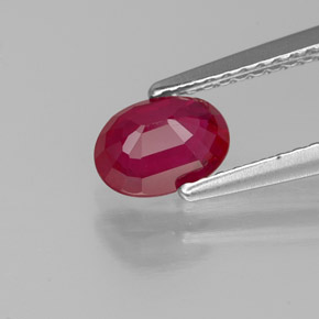 Rubí rojo natural de 0,95 ct, corte óvalo, VS-SI