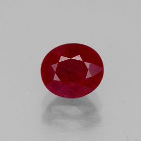 Rubí rojo natural de 1,43 ct, corte óvalo, VS-SI