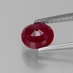 Rubí rojo natural de 1,43 ct, corte óvalo, VS-SI