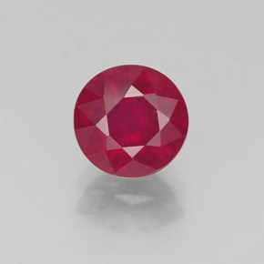 Rubí rojo natural de 1,87 ct, corte redondo, VS-SI