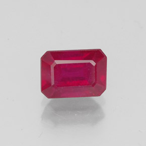 Rubí rojo natural de 1,50 ct, corte esmeralda, VS-SI