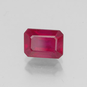 Rubí rojo natural de 1,50 ct, corte esmeralda, VS-SI