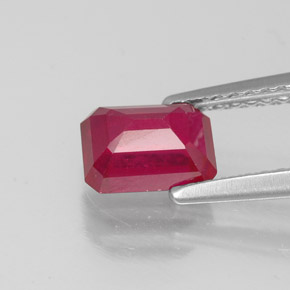 Rubí rojo natural de 1,50 ct, corte esmeralda, VS-SI