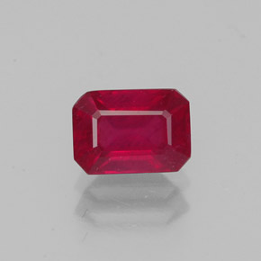 Rubí rojo natural de 1,32 ct, corte esmeralda, VS-SI