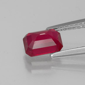 Rubí rojo natural de 1,32 ct, corte esmeralda, VS-SI