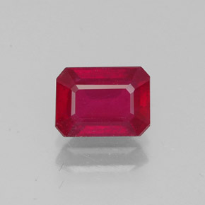 Rubí rojo natural de 1,42 ct, corte esmeralda, VS-SI