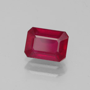 Rubí rojo natural de 1,42 ct, corte esmeralda, VS-SI