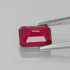 Rubí rojo natural de 1,42 ct, corte esmeralda, VS-SI