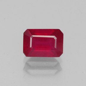 Rubí rojo natural de 1,52 ct, corte esmeralda, VS-SI