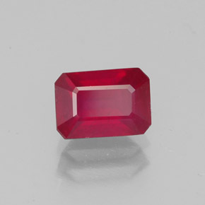 Rubí rojo natural de 1,52 ct, corte esmeralda, VS-SI