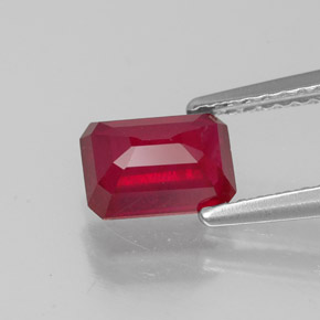 Rubí rojo natural de 1,52 ct, corte esmeralda, VS-SI