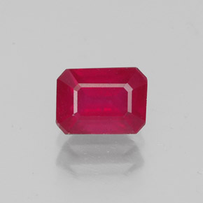 Rubí rojo natural de 1,42 ct, corte esmeralda, VS-SI