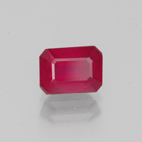 Rubí rojo natural de 1,42 ct, corte esmeralda, VS-SI