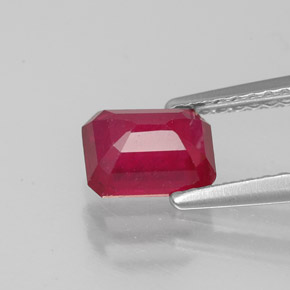 Rubí rojo natural de 1,42 ct, corte esmeralda, VS-SI