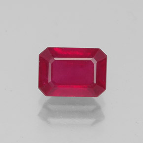 Rubí rojo natural de 1,59 ct, corte esmeralda, VS-SI