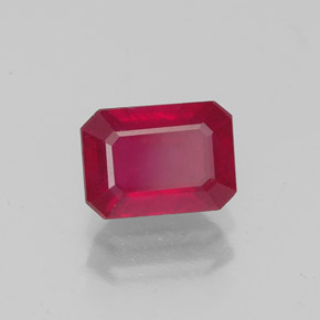 Rubí rojo natural de 1,59 ct, corte esmeralda, VS-SI