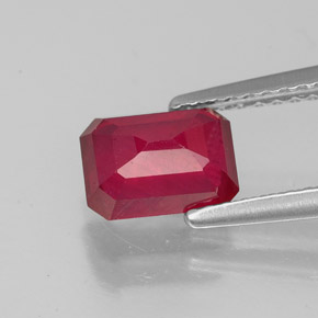 Rubí rojo natural de 1,59 ct, corte esmeralda, VS-SI