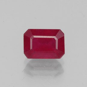 Rubí rojo natural de 1,56 ct, corte esmeralda, VS-SI